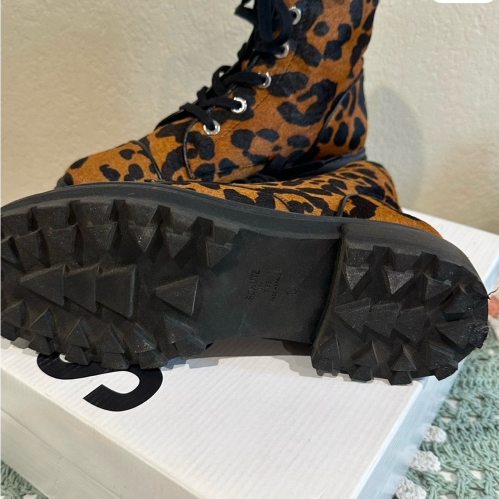 SCHUTZ Leopard Print Combat Boots - Picture 5 of 8